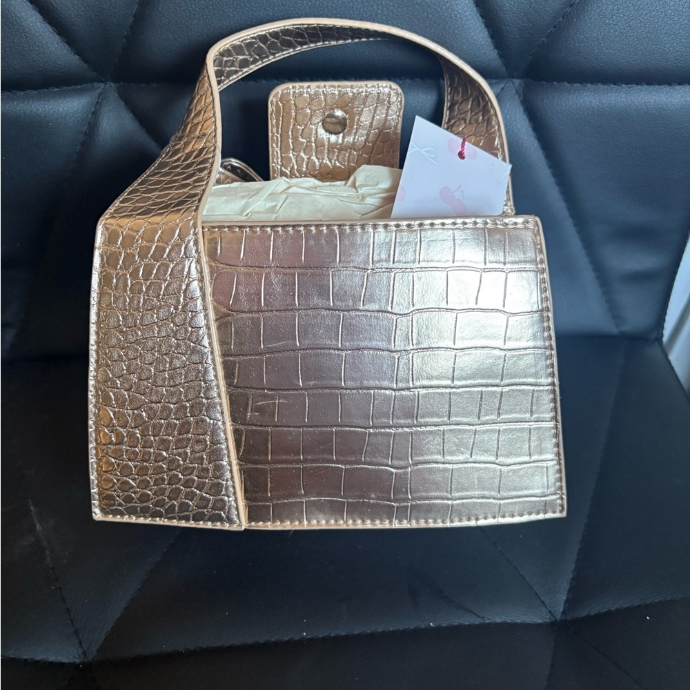 Gold Croc-Embossed Women's Handbag